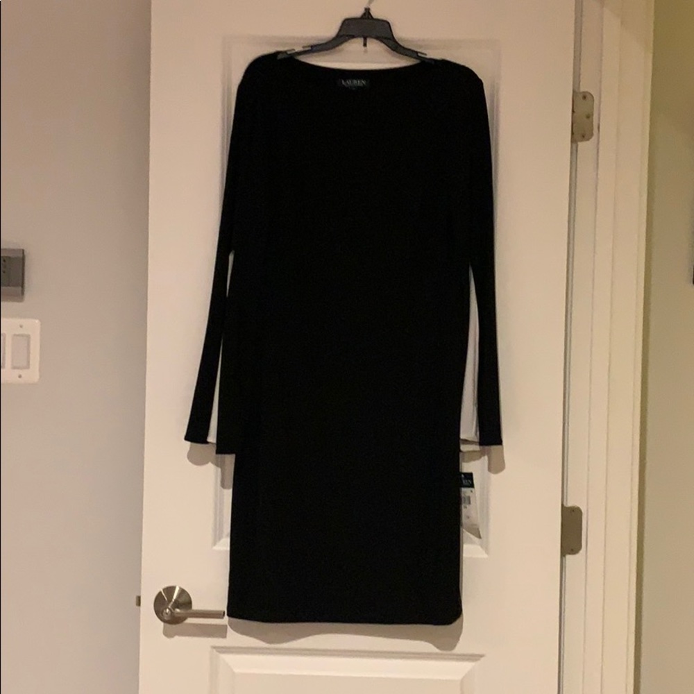 Ralph Lauren black dress with white drama sleeves